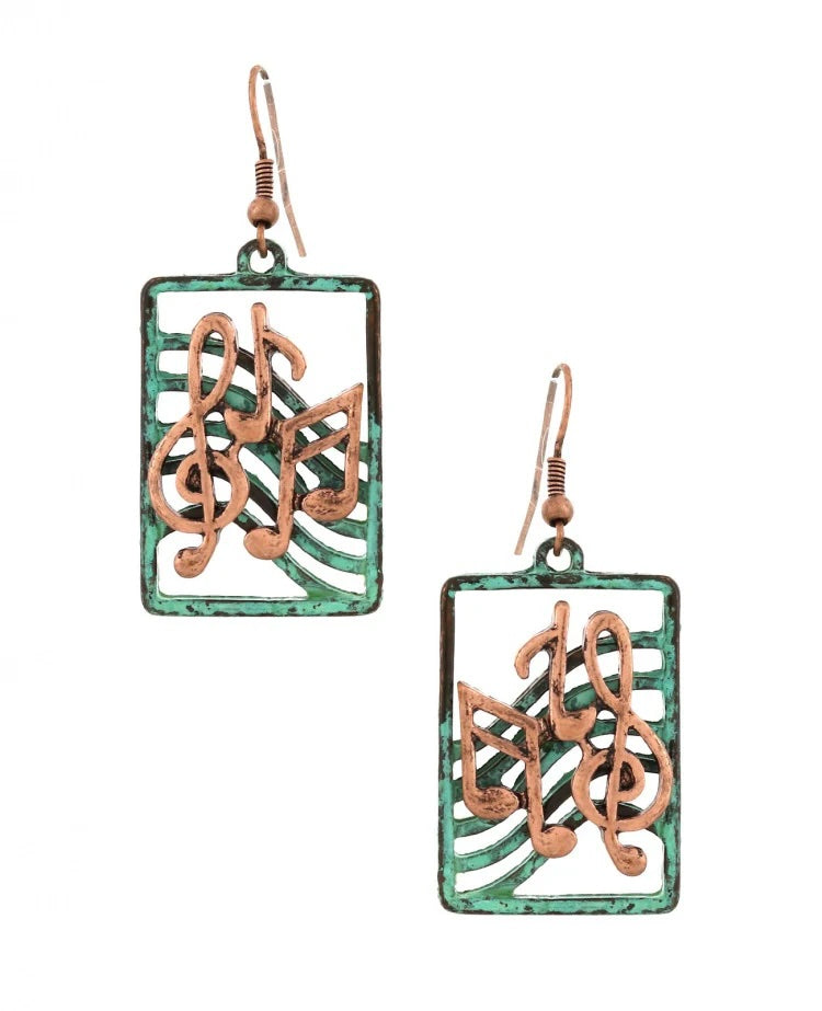 Music To My Earrings Copper Patina