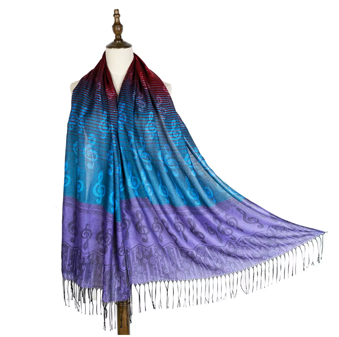 Social Butterfly Pashmina Scarf with Treble Clefs