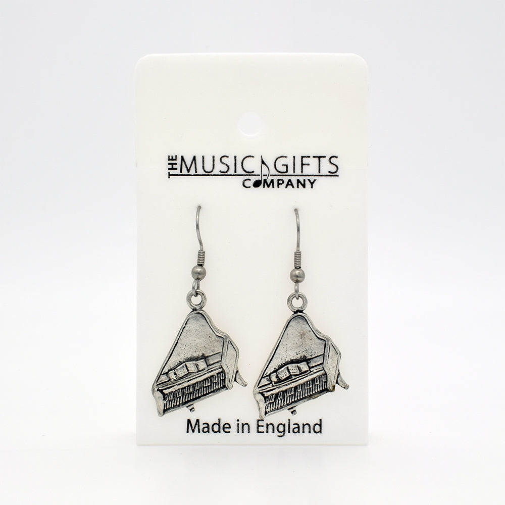 Grand Piano Pewter Earrings