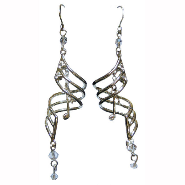 Swirling Music Staff with Elegant Note Earrings