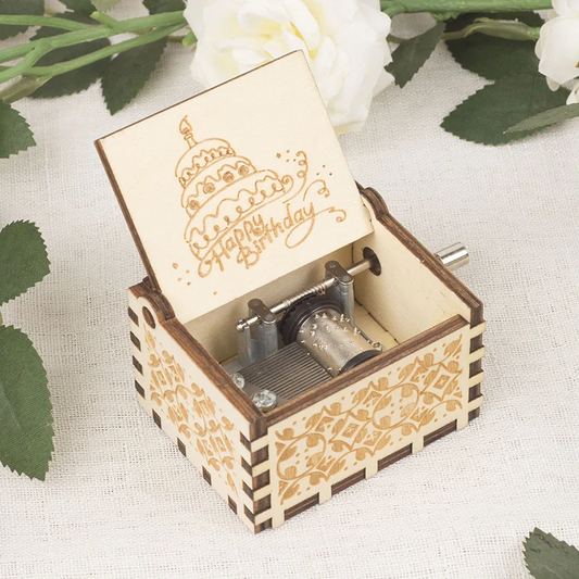 Happy Birthday Music Box in Natural