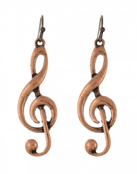 Here Comes Treble Copper Earrings