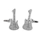 Elegant Silver Guitar Cufflinks