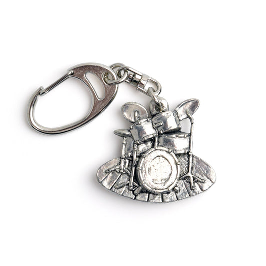 Drum Set Pewter Keychain
