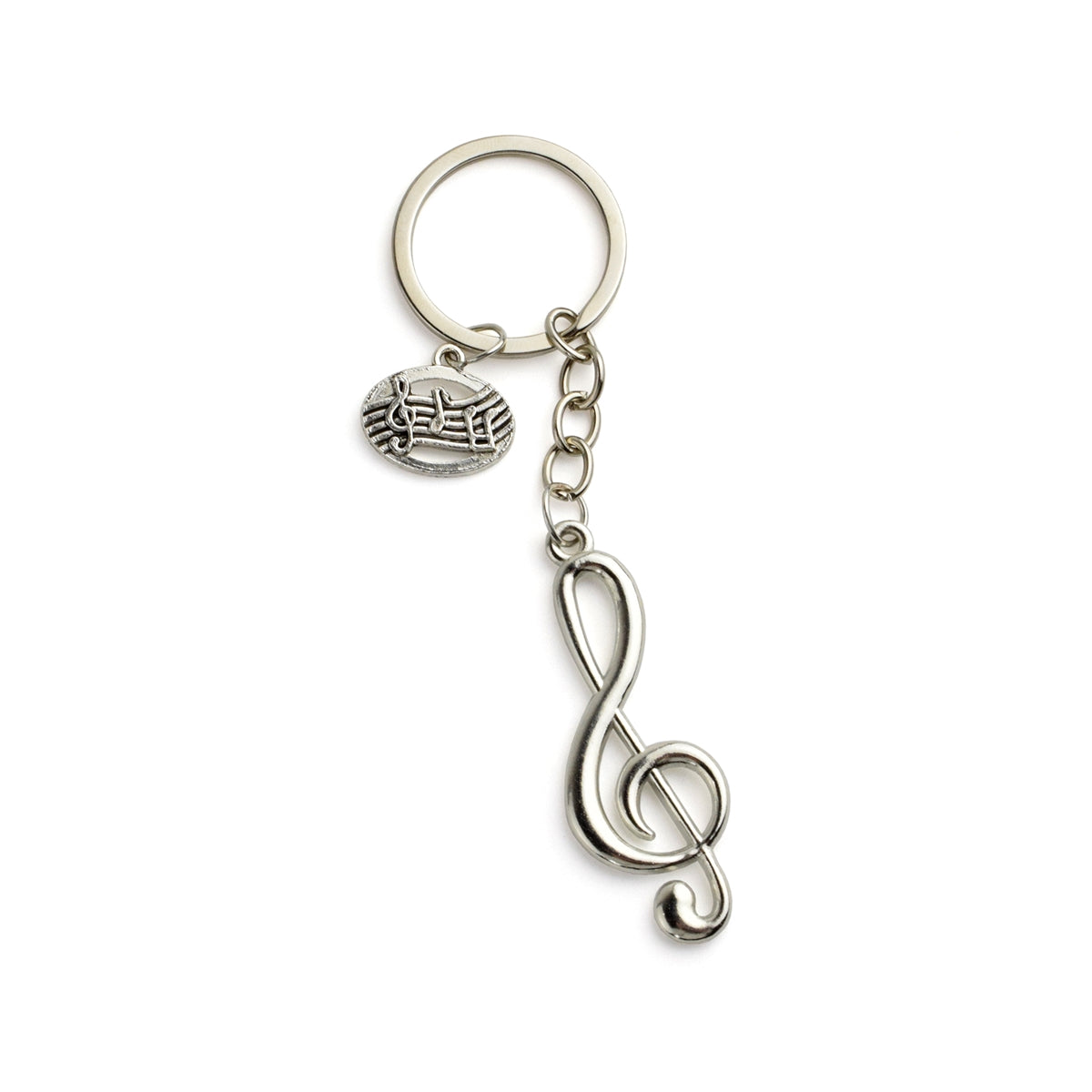 Treble Clef and Music Staff Charm Keychain