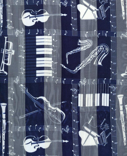 Fashion Scarf - Navy Blue Keyboard and Instruments