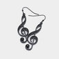 Treble Clef Black Crystal Earrings