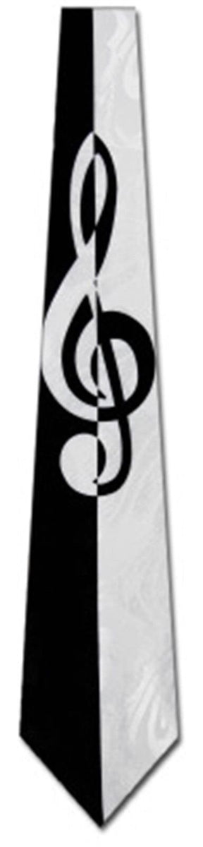 Handmade Tie- Black and White Big Clef
