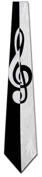 Handmade Tie- Black and White Big Clef