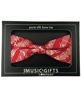Bow Tie-Silk- Red and White Mozart Manuscript