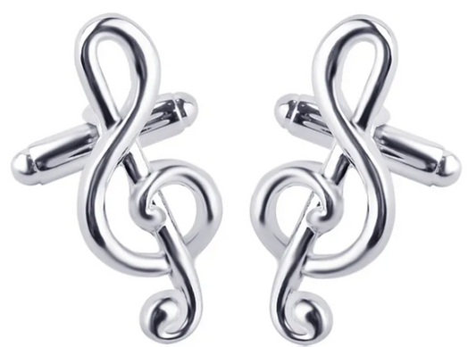 Silver French G Clef Cufflinks