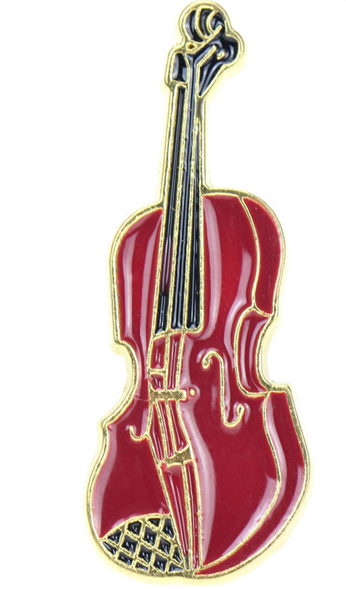 Gold Enamel Violin Lapel Pin