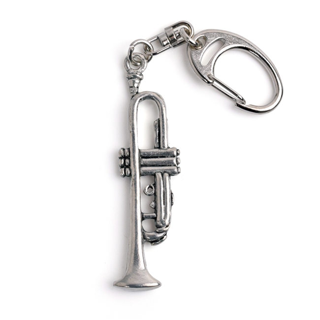 Trumpet Pewter Keychain @ MusicGiftsUSA.com